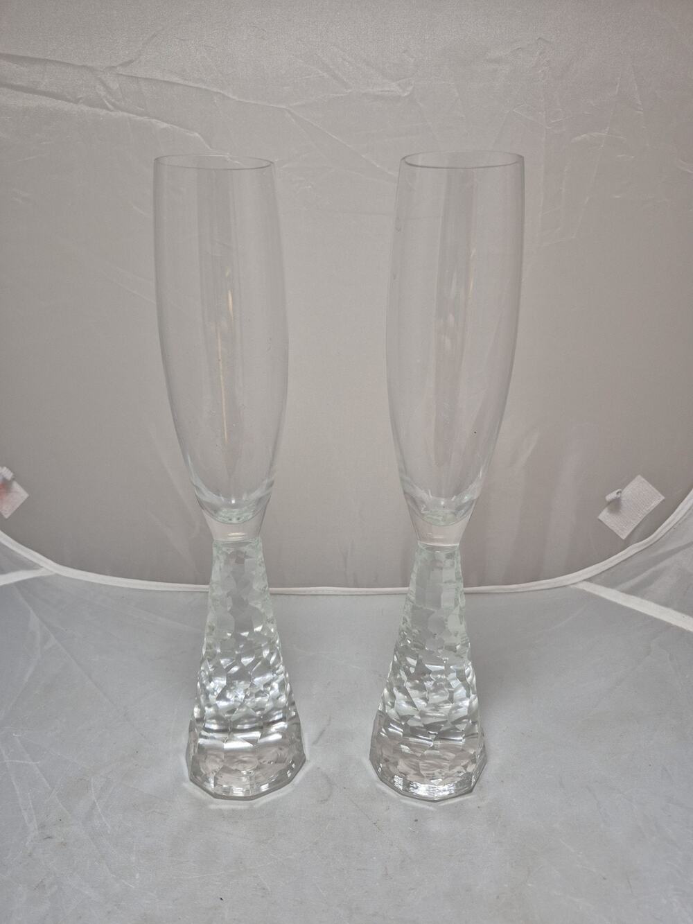 ARTLAND PRESSCOTT CLEAR CHAMPAGNE FLUTES, Frosted Crystal, 9 7/8", 6 Oz, 4PCS